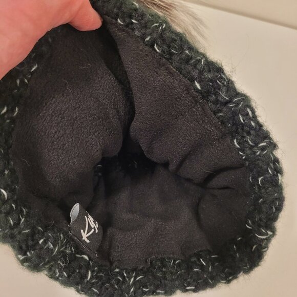 Kyi Kyi Fold Up Fur Beanie Hat - Black/Silver Fox - Picture 6 of 7